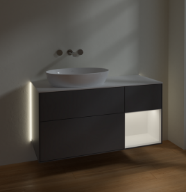 Тумба под раковину Villeroy & Boch Finion 120х50,1 см с подсветкой МДФ антрацит матовый лак/стекло белое матовое GA51MTGK