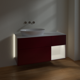 Тумба под раковину Villeroy & Boch Finion 120х50,1 см с подсветкой МДФ пион матовый лак/стекло белое матовое GA51MTHB