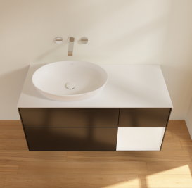 Тумба под раковину Villeroy & Boch Finion 120х50,1 см с подсветкой МДФ черный матовый лак/стекло белое матовое GA51MTPD