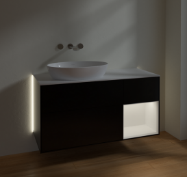 Тумба под раковину Villeroy & Boch Finion 120х50,1 см с подсветкой МДФ черный матовый лак/стекло белое матовое GA51MTPD