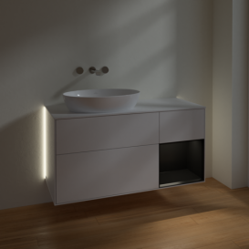 Тумба под раковину Villeroy & Boch Finion 120х50,1 см с подсветкой МДФ глянцевый белый лак/стекло белое матовое GA51PDGF