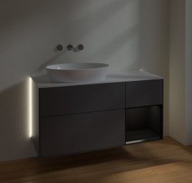 Тумба под раковину Villeroy & Boch Finion 120х50,1 см с подсветкой МДФ антрацит матовый лак/стекло белое матовое GA51PDGK