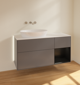 Тумба под раковину Villeroy & Boch Finion 120х50,1 см с подсветкой МДФ антрацит матовый лак/стекло белое матовое GA51PDGK