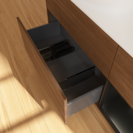 Тумба под раковину Villeroy & Boch Finion 120х50,1 см с подсветкой МДФ шпон грецкого ореха/стекло белое матовое GA51PDGN