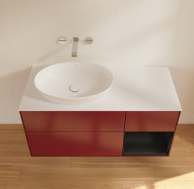 Тумба под раковину Villeroy & Boch Finion 120х50,1 см с подсветкой МДФ пион матовый лак/стекло белое матовое GA51PDHB