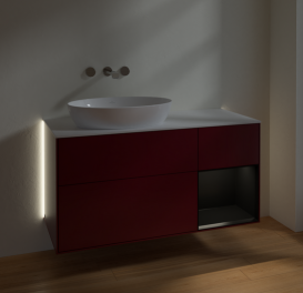 Тумба под раковину Villeroy & Boch Finion 120х50,1 см с подсветкой МДФ пион матовый лак/стекло белое матовое GA51PDHB