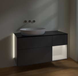 Тумба под раковину Villeroy & Boch Finion 120х50,1 см с подсветкой МДФ антрацит матовый лак/стекло черное матовое GA52GFGK