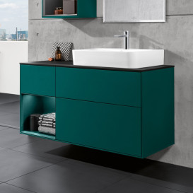 Тумба под раковину Villeroy & Boch Finion 120х50,1 см с подсветкой МДФ черный матовый лак/стекло черное матовое F142MTPD