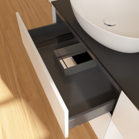 Тумба под раковину Villeroy & Boch Finion 120х50,1 см с подсветкой МДФ белый матовый лак/стекло черное матовое GA52GFMT