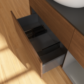 Тумба под раковину Villeroy & Boch Finion 120х50,1 см с подсветкой МДФ шпон грецкого ореха/стекло черное матовое GA52GKGN