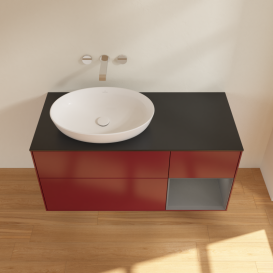 Тумба под раковину Villeroy & Boch Finion 120х50,1 см с подсветкой МДФ пион матовый лак/стекло черное матовое GA52GKHB