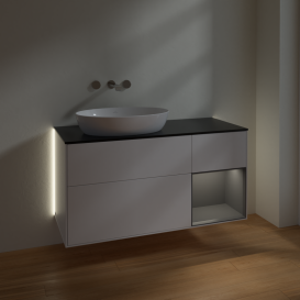 Тумба под раковину Villeroy & Boch Finion 120х50,1 см с подсветкой МДФ белый матовый лак/стекло черное матовое GA52GKMT