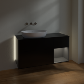 Тумба под раковину Villeroy & Boch Finion 120х50,1 см с подсветкой МДФ черный матовый лак/стекло черное матовое GA52GKPD