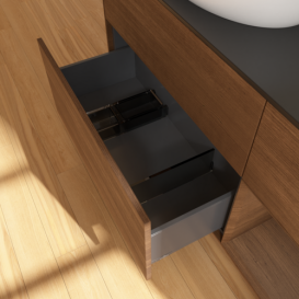 Тумба под раковину Villeroy & Boch Finion 120х50,1 см с подсветкой МДФ шпон грецкого ореха/стекло черное матовое GA52GNGN