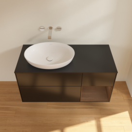 Тумба под раковину Villeroy & Boch Finion 120х50,1 см с подсветкой МДФ черный матовый лак/стекло черное матовое GA52GNPD