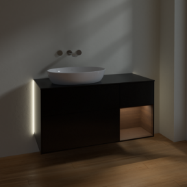 Тумба под раковину Villeroy & Boch Finion 120х50,1 см с подсветкой МДФ черный матовый лак/стекло черное матовое GA52GNPD