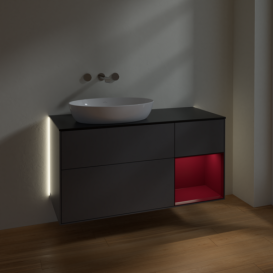 Тумба под раковину Villeroy & Boch Finion 120х50,1 см с подсветкой МДФ антрацит матовый лак/стекло черное матовое GA52HBGK