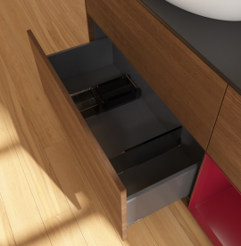 Тумба под раковину Villeroy & Boch Finion 120х50,1 см с подсветкой МДФ шпон грецкого ореха/стекло черное матовое GA52HBGN