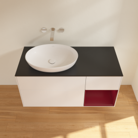 Тумба под раковину Villeroy & Boch Finion 120х50,1 см с подсветкой МДФ белый матовый лак/стекло черное матовое GA52HBMT