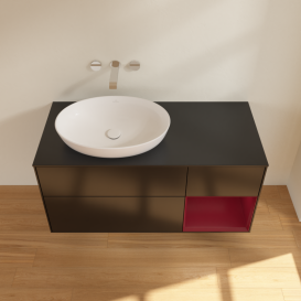 Тумба под раковину Villeroy & Boch Finion 120х50,1 см с подсветкой МДФ черный матовый лак/стекло черное матовое GA52HBPD