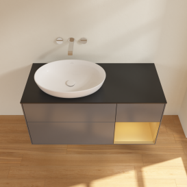 Тумба под раковину Villeroy & Boch Finion 120х50,1 см с подсветкой МДФ антрацит матовый лак/стекло черное матовое GA52HFGK