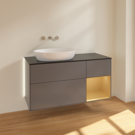 Тумба под раковину Villeroy & Boch Finion 120х50,1 см с подсветкой МДФ антрацит матовый лак/стекло черное матовое GA52HFGK