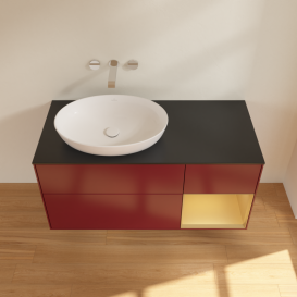 Тумба под раковину Villeroy & Boch Finion 120х50,1 см с подсветкой МДФ пион матовый лак/стекло черное матовое GA52HFHB