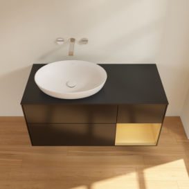 Тумба под раковину Villeroy & Boch Finion 120х50,1 см с подсветкой МДФ черный матовый лак/стекло черное матовое GA52HFPD