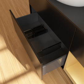 Тумба под раковину Villeroy & Boch Finion 120х50,1 см с подсветкой МДФ черный матовый лак/стекло черное матовое GA52HFPD