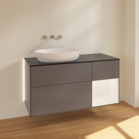 Тумба под раковину Villeroy & Boch Finion 120х50,1 см с подсветкой МДФ антрацит матовый лак/стекло черное матовое GA52MTGK