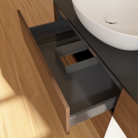 Тумба под раковину Villeroy & Boch Finion 120х50,1 см с подсветкой МДФ шпон грецкого ореха/стекло черное матовое GA52MTGN