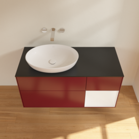 Тумба под раковину Villeroy & Boch Finion 120х50,1 см с подсветкой МДФ пион матовый лак/стекло черное матовое GA52MTHB