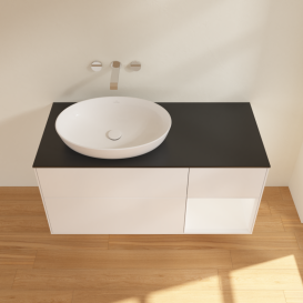 Тумба под раковину Villeroy & Boch Finion 120х50,1 см с подсветкой МДФ белый матовый лак/стекло черное матовое GA52MTMT