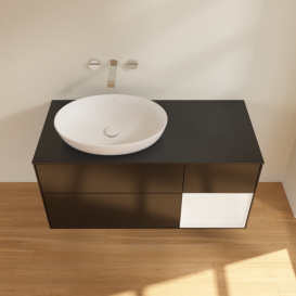 Тумба под раковину Villeroy & Boch Finion 120х50,1 см с подсветкой МДФ черный матовый лак/стекло черное матовое GA52MTPD