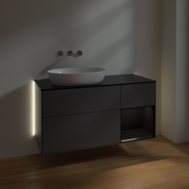 Тумба под раковину Villeroy & Boch Finion 120х50,1 см с подсветкой МДФ антрацит матовый лак/стекло черное матовое GA52PDGK