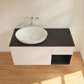 Тумба под раковину Villeroy & Boch Finion 120х50,1 см с подсветкой МДФ белый матовый лак/стекло черное матовое GA52PDMT