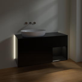 Тумба под раковину Villeroy & Boch Finion 120х50,1 см с подсветкой МДФ черный матовый лак/стекло черное матовое GA52PDPD