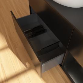 Тумба под раковину Villeroy & Boch Finion 120х50,1 см с подсветкой МДФ черный матовый лак/стекло черное матовое GA52PDPD