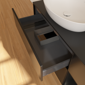 Тумба под раковину Villeroy & Boch Finion 120х50,1 см с подсветкой МДФ черный матовый лак/стекло черное матовое GA52PDPD