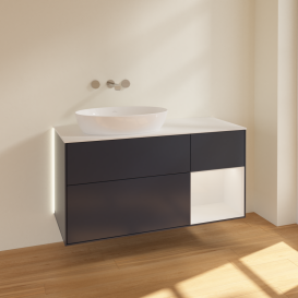 Тумба под раковину Villeroy & Boch Finion 120х50,1 см с подсветкой МДФ темно-синий матовый лак/стекло белое матовое GA51GFHG