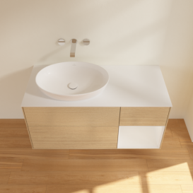 Тумба под раковину Villeroy & Boch Finion 120х50,1 см с подсветкой МДФ шпон дуба/стекло белое матовое GA51GFPC