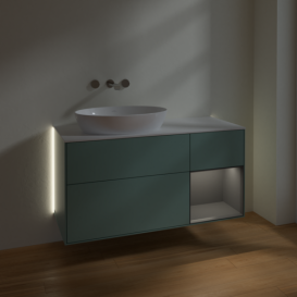 Тумба под раковину Villeroy & Boch Finion 120х50,1 см с подсветкой МДФ оливковый матовый лак/стекло белое матовое GA51GKGM