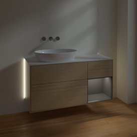 Тумба под раковину Villeroy & Boch Finion 120х50,1 см с подсветкой МДФ шпон дуба/стекло белое матовое GA51GKPC