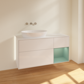 Тумба под раковину Villeroy & Boch Finion 120х50,1 см с подсветкой МДФ глянцевый белый лак/стекло белое матовое GA51GMGF