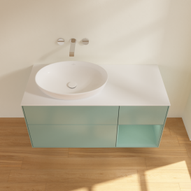 Тумба под раковину Villeroy & Boch Finion 120х50,1 см с подсветкой МДФ оливковый матовый лак/стекло белое матовое GA51GMGM