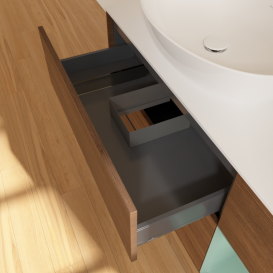 Тумба под раковину Villeroy & Boch Finion 120х50,1 см с подсветкой МДФ шпон грецкого ореха/стекло белое матовое GA51GMGN