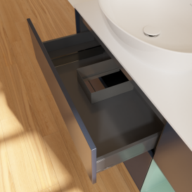 Тумба под раковину Villeroy & Boch Finion 120х50,1 см с подсветкой МДФ темно-синий матовый лак/стекло белое матовое GA51GMHG