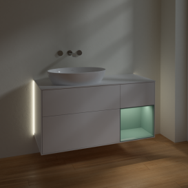 Тумба под раковину Villeroy & Boch Finion 120х50,1 см с подсветкой МДФ белый матовый лак/стекло белое матовое GA51GMMT