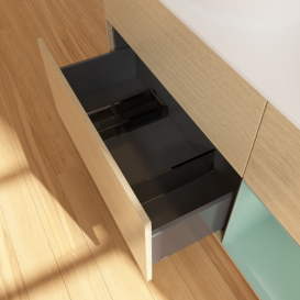 Тумба под раковину Villeroy & Boch Finion 120х50,1 см с подсветкой МДФ шпон дуба/стекло белое матовое GA51GMPC