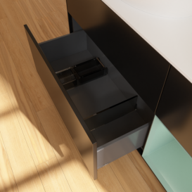 Тумба под раковину Villeroy & Boch Finion 120х50,1 см с подсветкой МДФ черный матовый лак/стекло белое матовое GA51GMPD